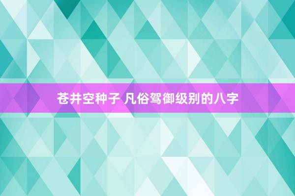 苍井空种子 凡俗驾御级别的八字